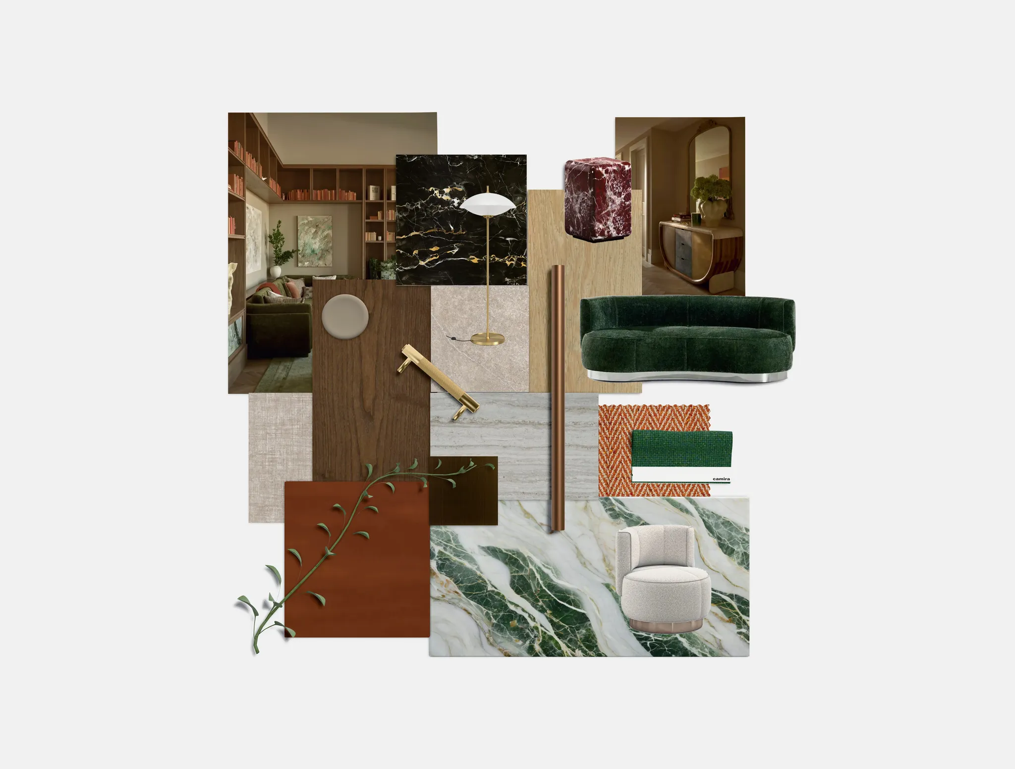 3D Material Board: Verdant Heritage - Modern, Victorian, Luxury style