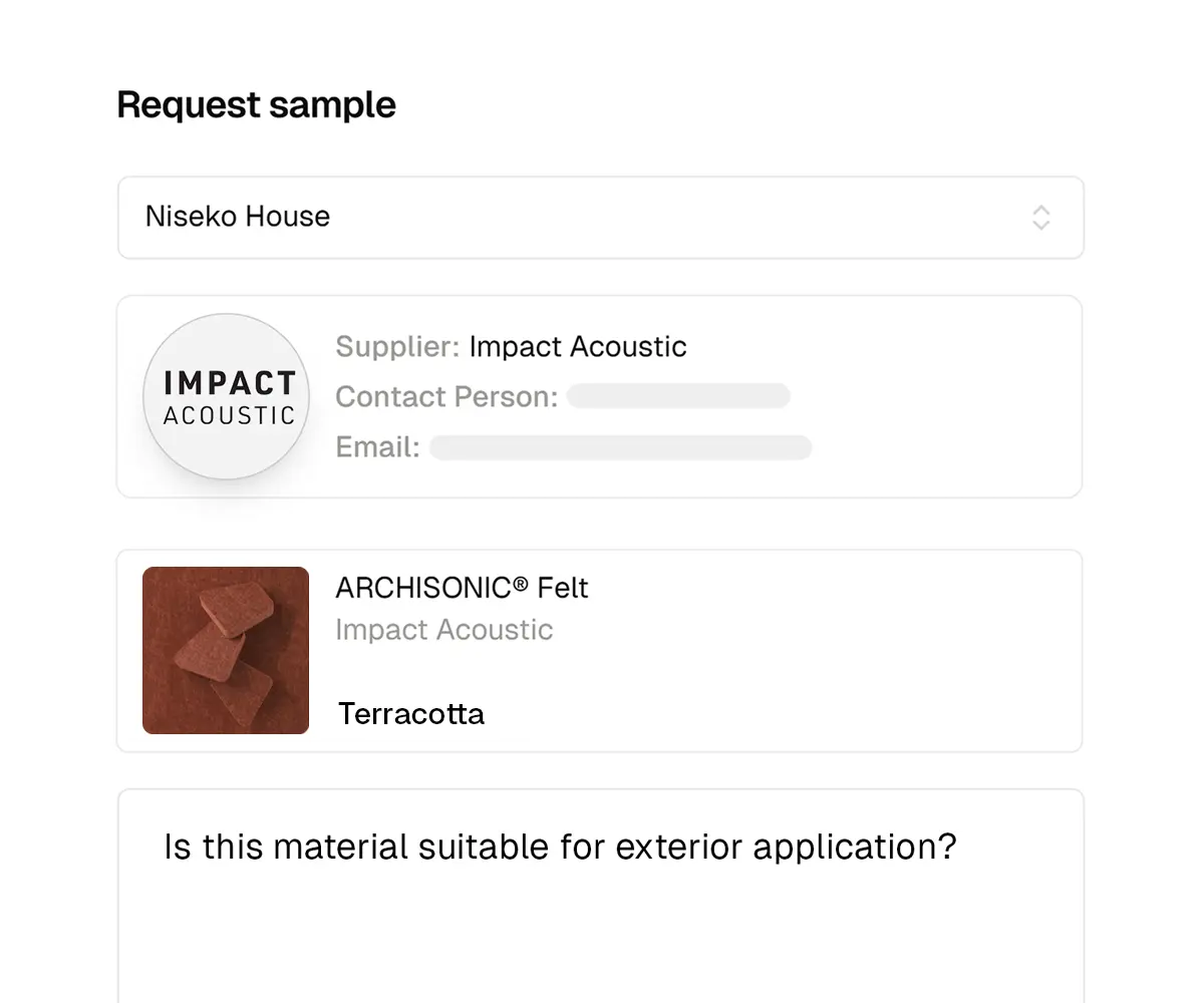 Requesting physical material samples interface