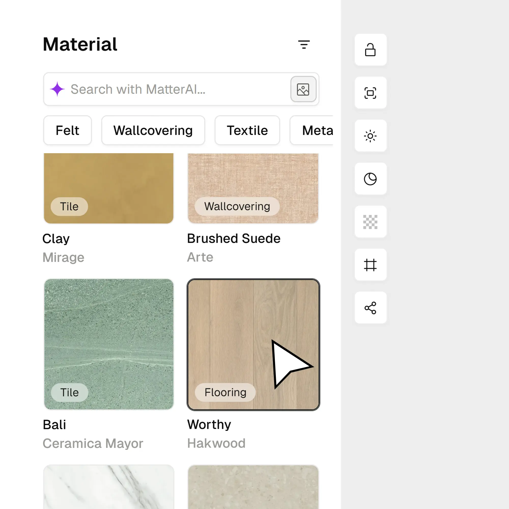 Choose material and products from Formiq's material catalog
