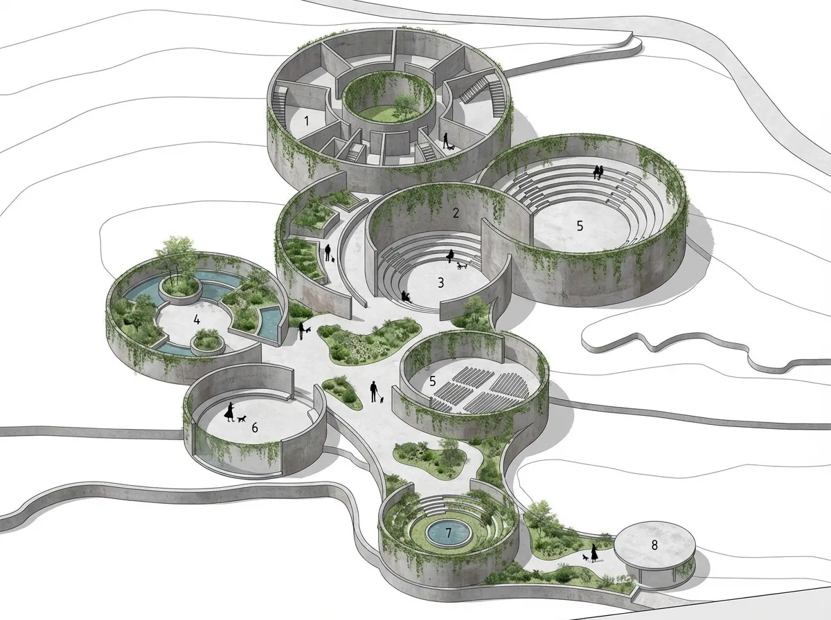 Use the plan drawing and generate a rendering of the design following the reference image style.